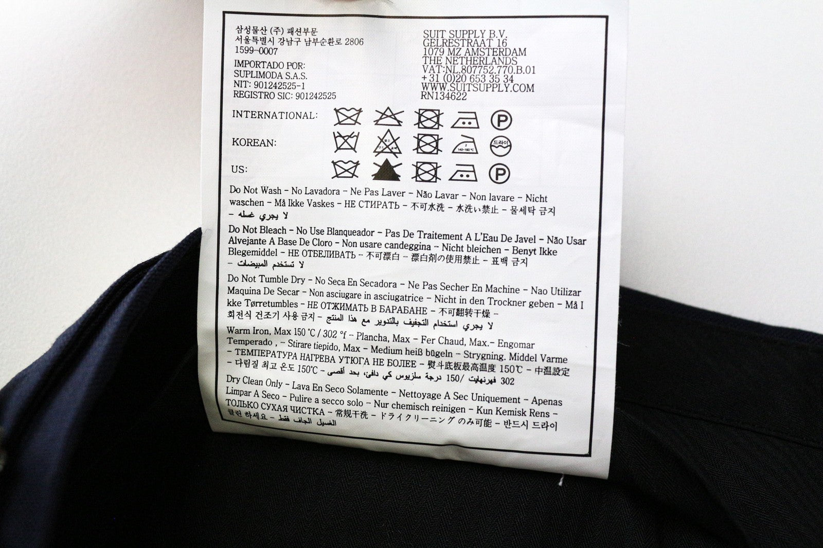 SUITSUPPLY Brescia Tux vyriškos kelnės, UK38L, tamsiai mėlynos, su pamušalu, klasikinės kelnės 