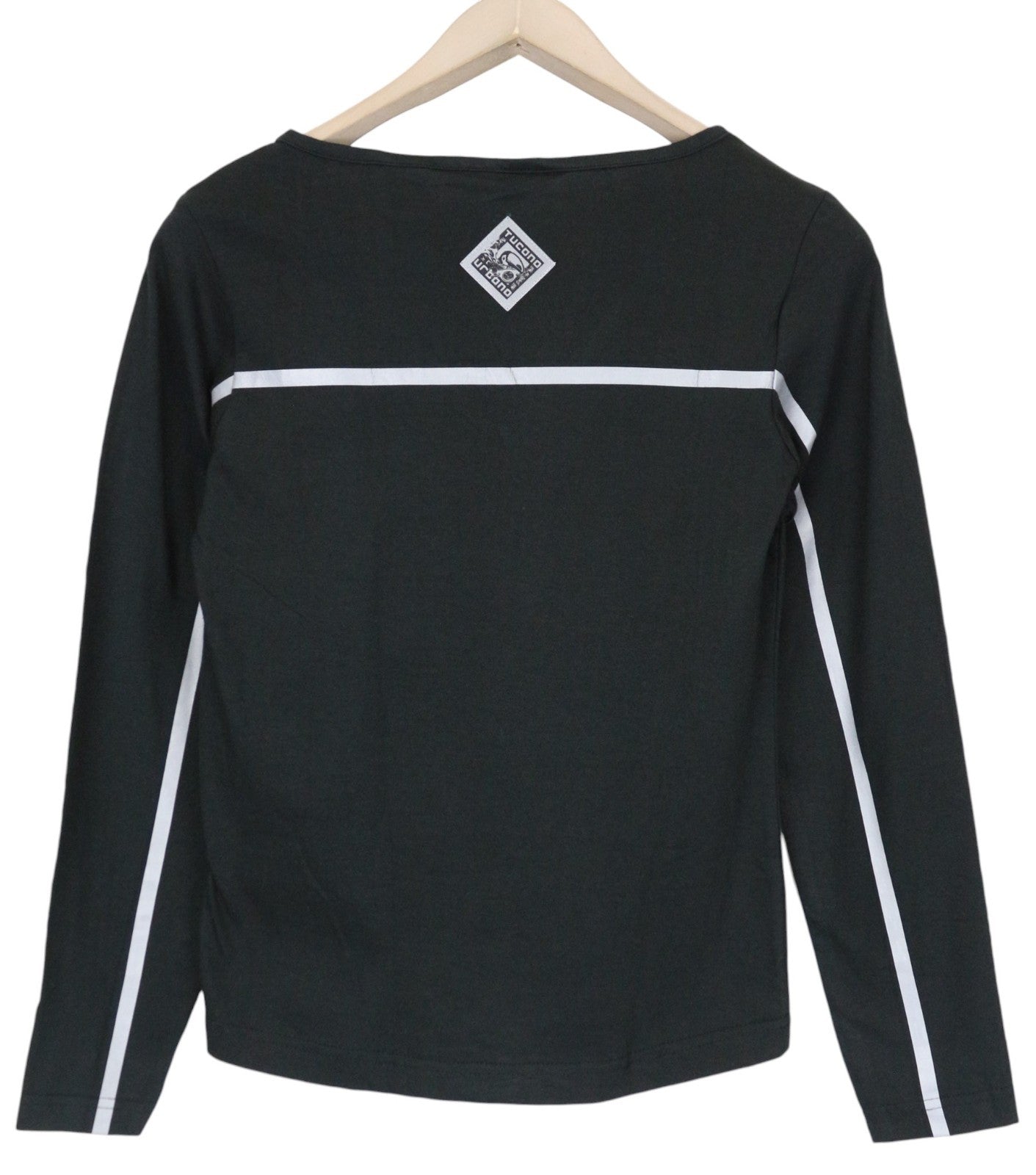 TUCANO URBANO T-TU moteriški marškinėliai ilgomis rankovėmis, XS dydžio, juodi, su medvilniniu logotipu, laisvalaikio stiliaus. 