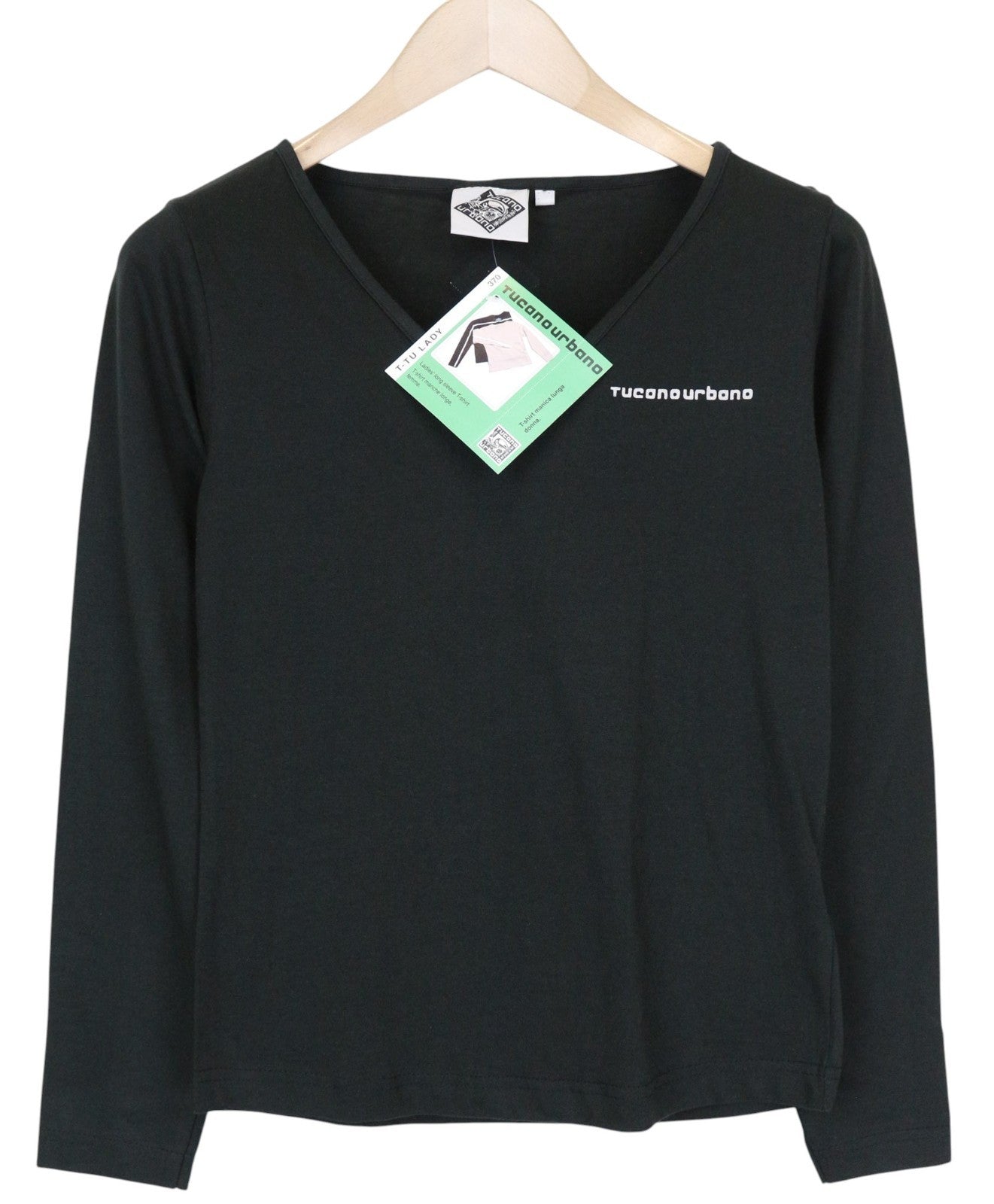 TUCANO URBANO T-TU moteriški marškinėliai ilgomis rankovėmis, juodi, medvilniniai, su logotipu. 
