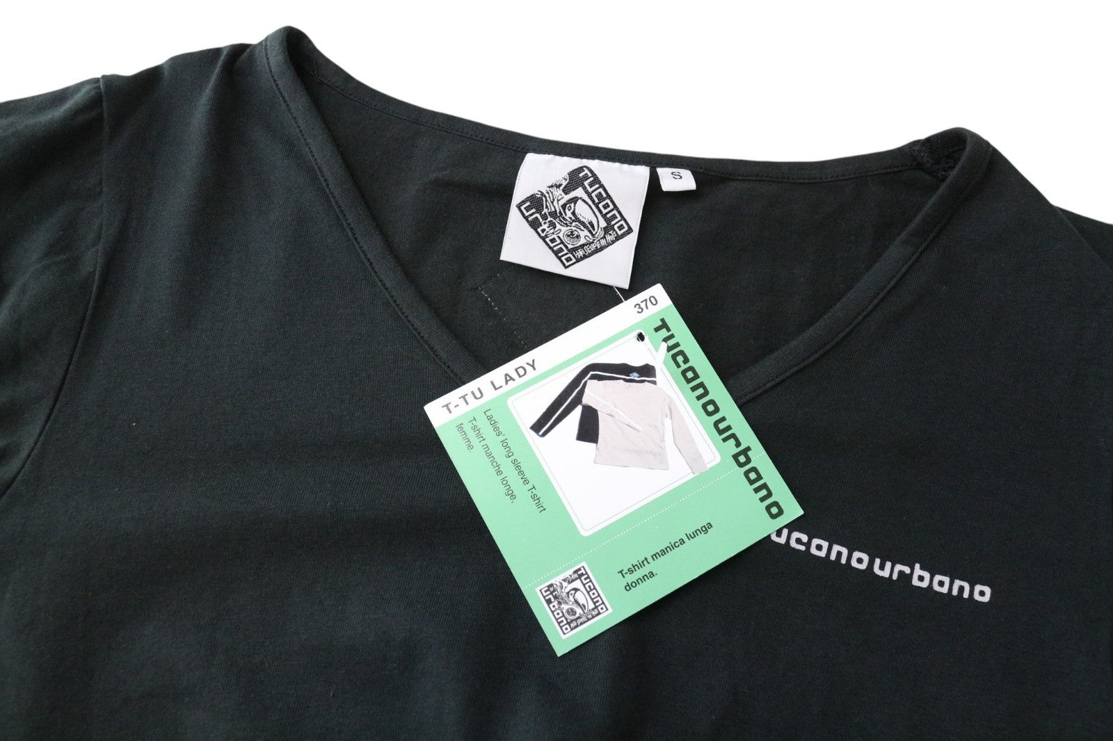 TUCANO URBANO T-TU moteriški marškinėliai ilgomis rankovėmis, juodi, medvilniniai, su logotipu. 