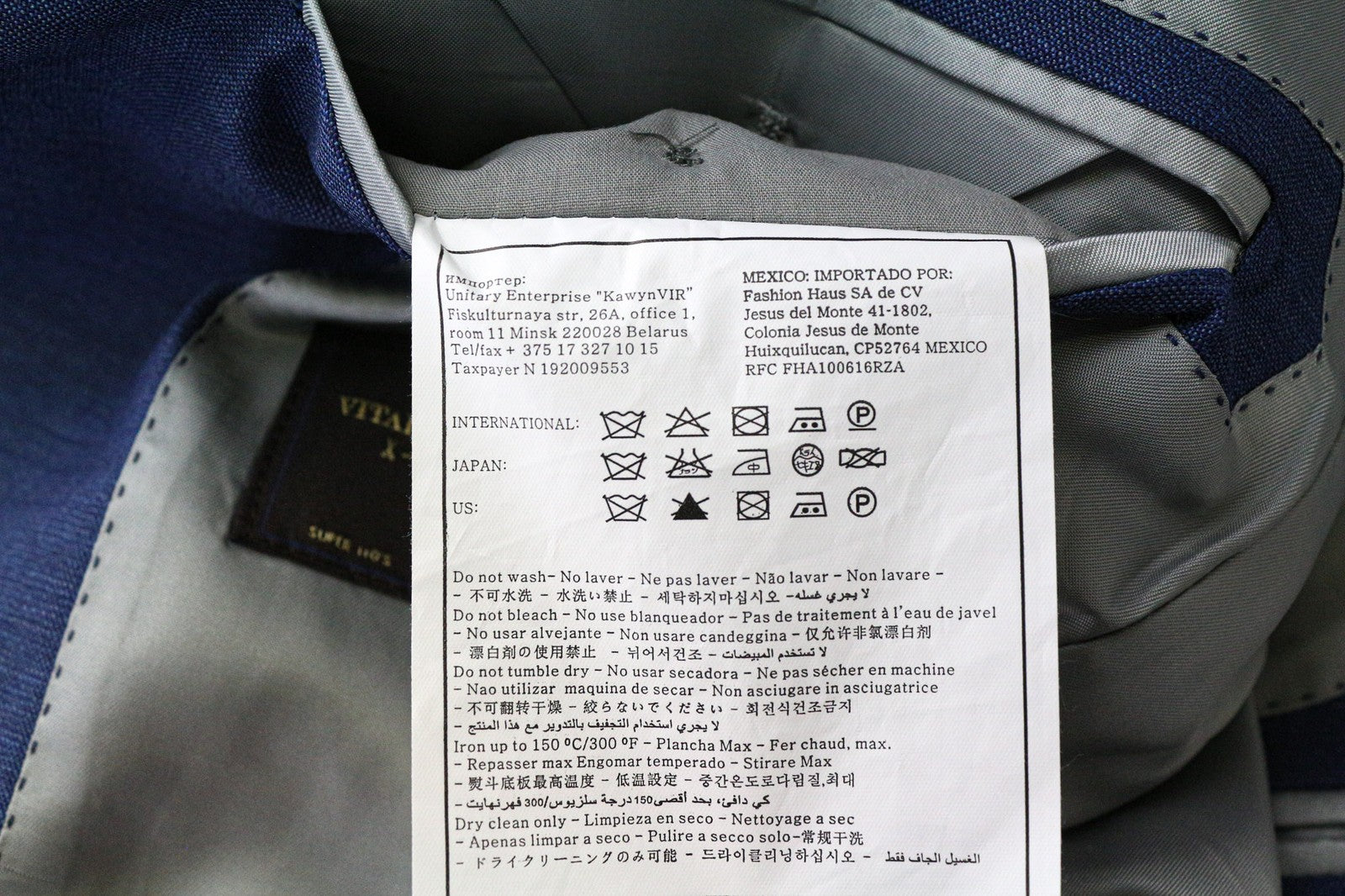 SUITSUPPLY Lazio Men's Suit UK38R Blue Pure Wool Slim 2Pc Super 110s Fabric