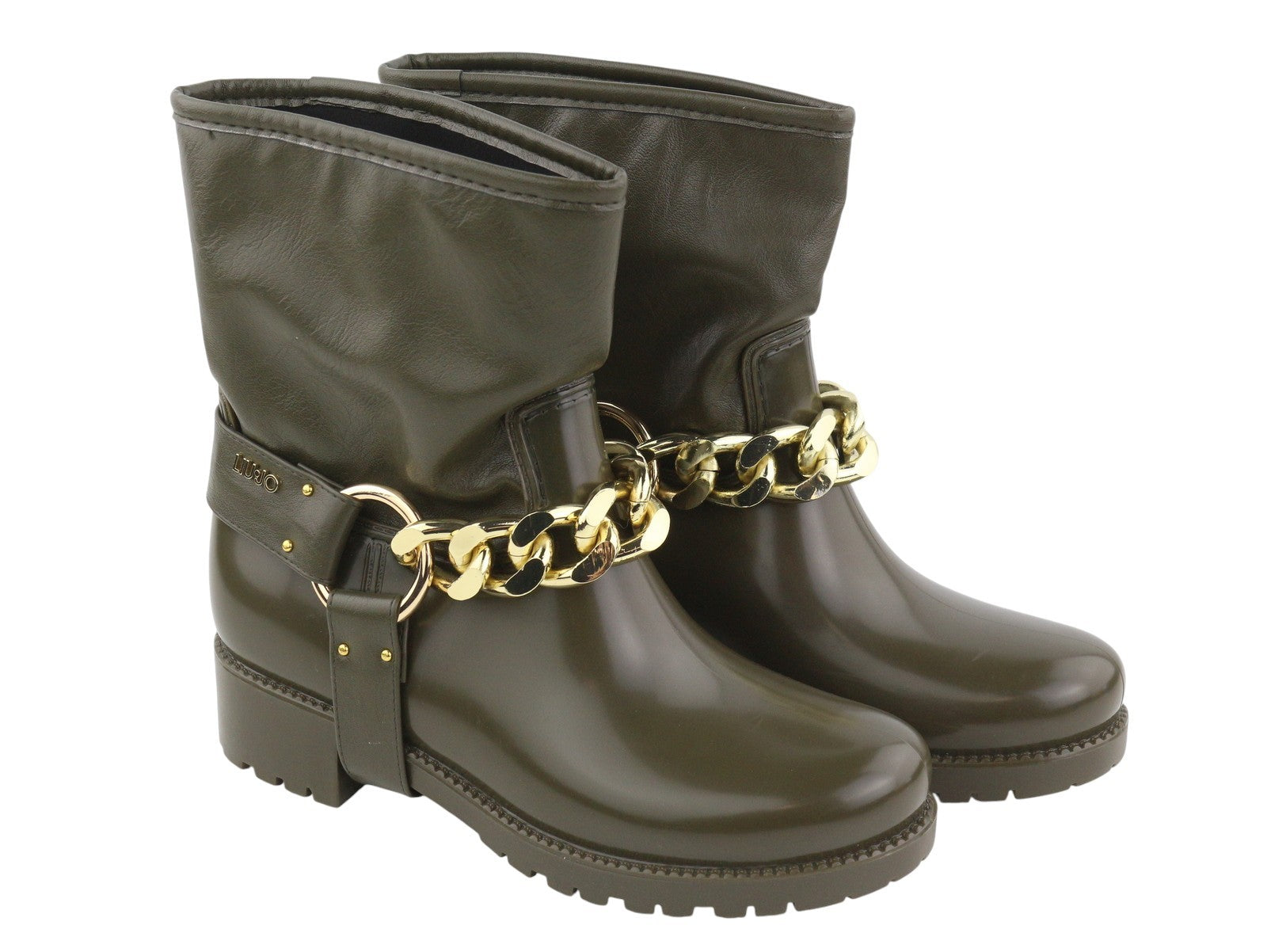 LIU JO Nieve moteriški aulinukai, 37 dydis, žali, aukso spalvos, apvali nosis, iki kulkšnies, RRP155 