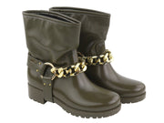 LIU JO Nieve moteriški aulinukai, 37 dydis, žali, aukso spalvos, apvali nosis, iki kulkšnies, RRP155 