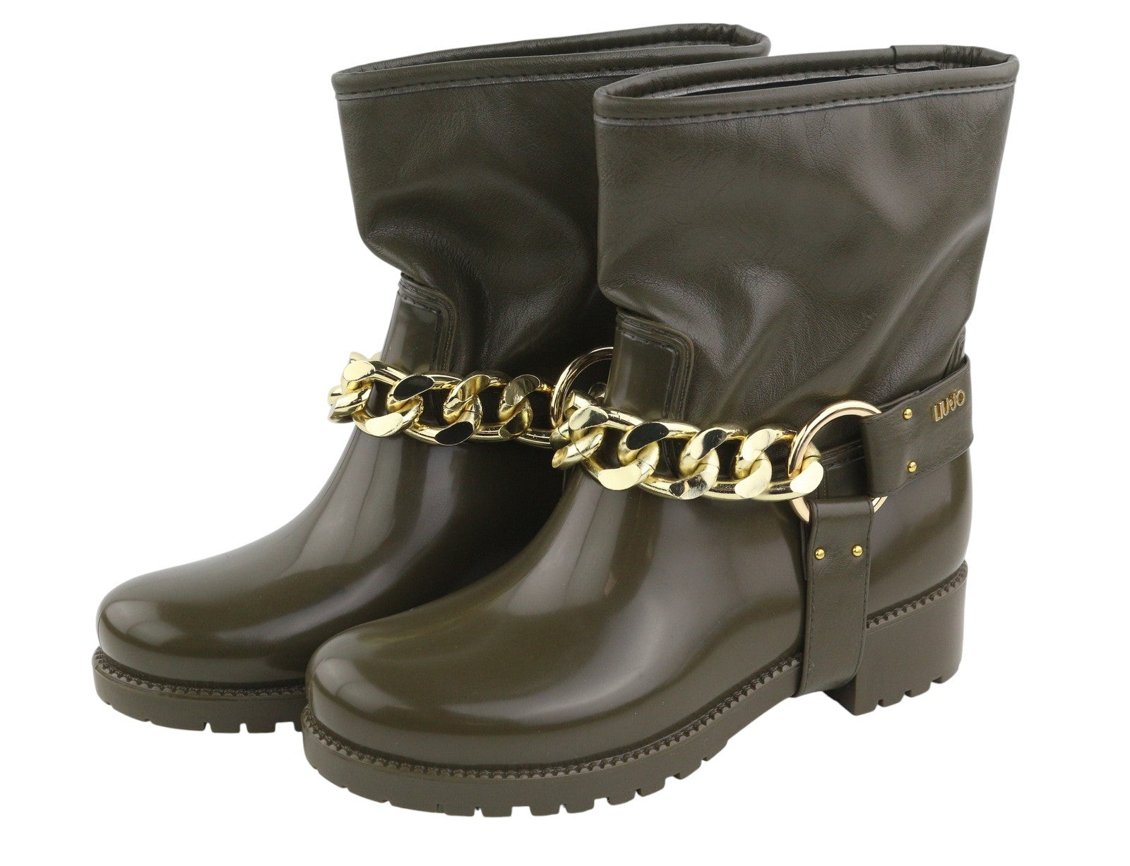 LIU JO Nieve moteriški aulinukai, 37 dydis, žali, aukso spalvos, apvali nosis, iki kulkšnies, RRP155 