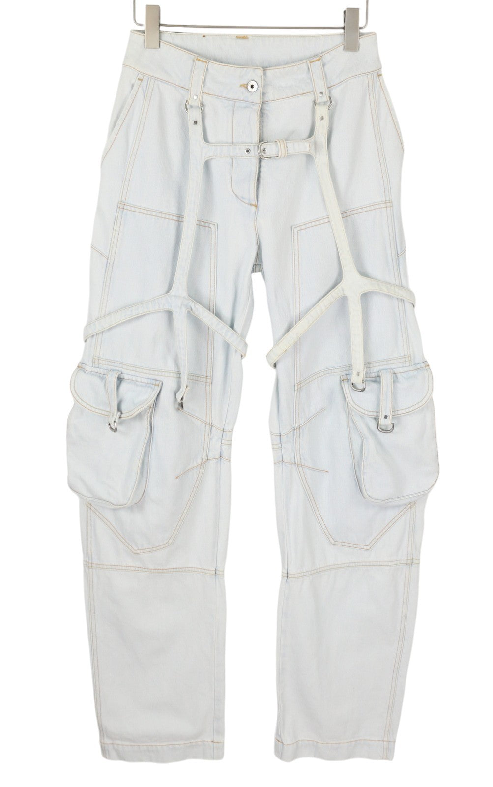 OFF-WHITE c/o VIRGIL ABLOH „Bleach Cargo Over“ moteriški džinsai W26 laisvi „Baggy“ RRP2088 