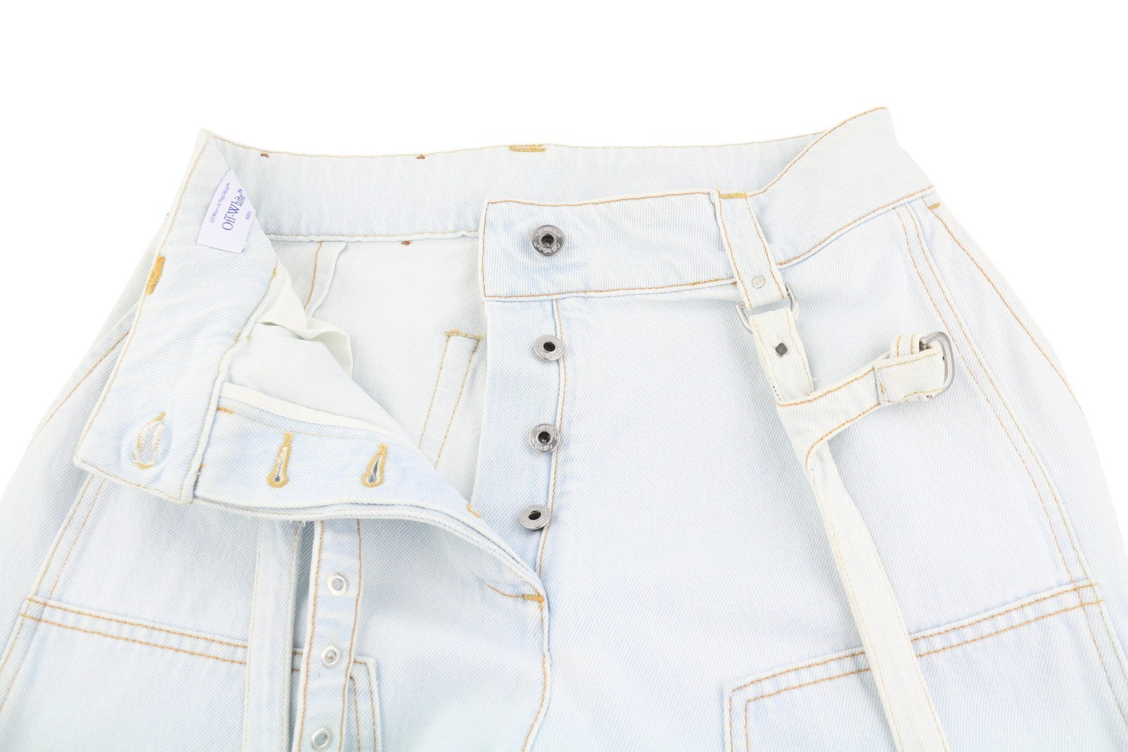 OFF-WHITE c/o VIRGIL ABLOH „Bleach Cargo Over“ moteriški džinsai W26 laisvi „Baggy“ RRP2088 