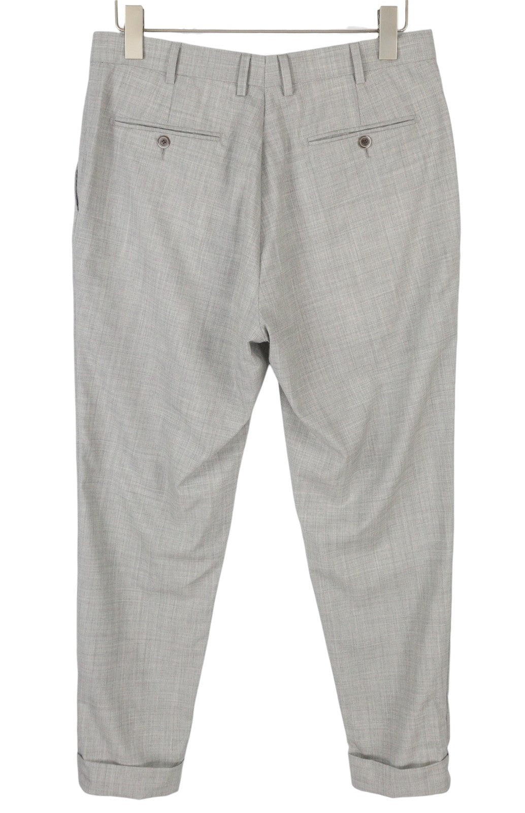 SUITSUPPLY Brescia atlenkiamos vyriškos kelnės su užlenkimu, UK34, melanžas, grynos vilnos, Super 120 