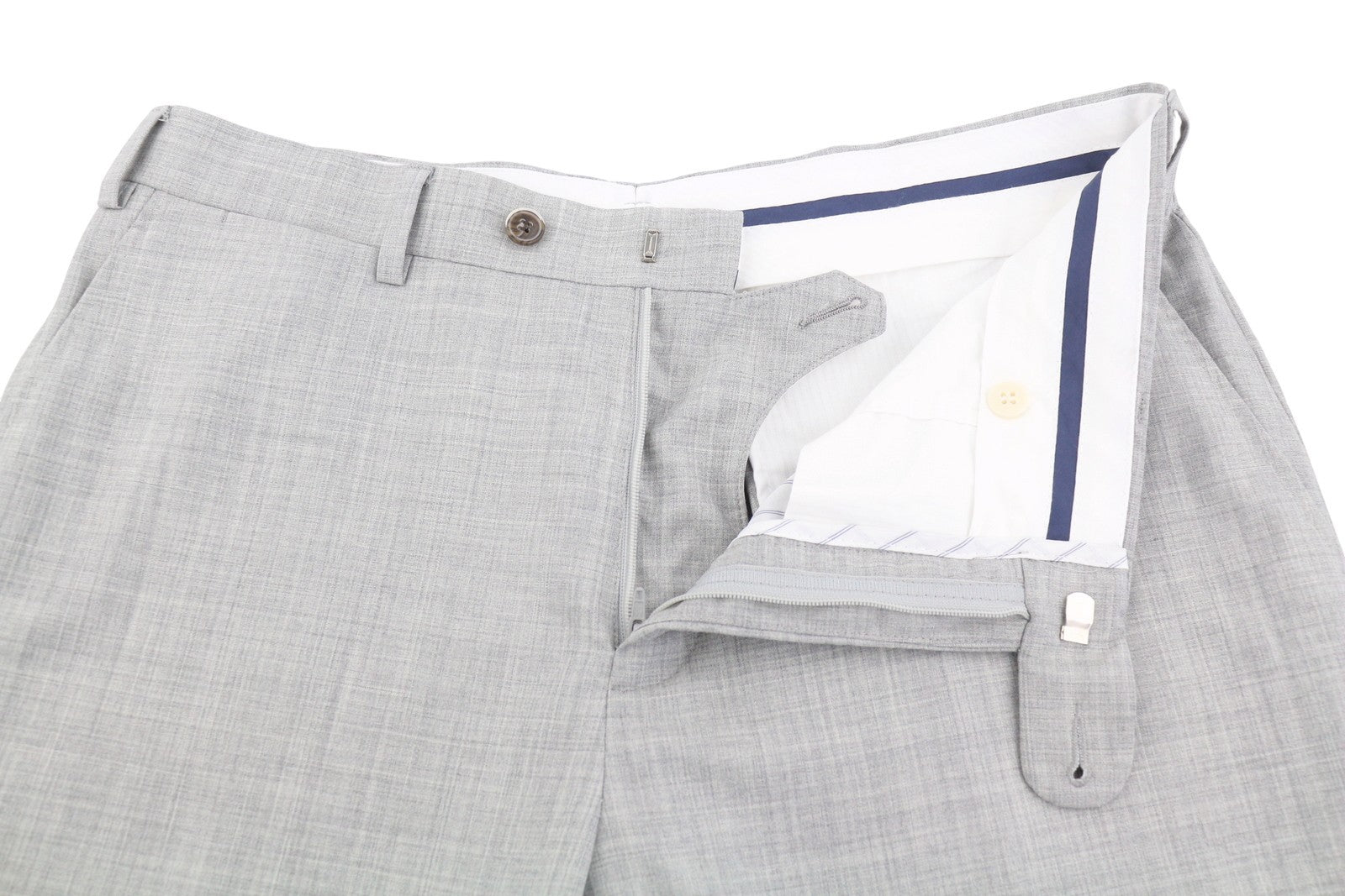 SUITSUPPLY Brescia atlenkiamos vyriškos kelnės su užlenkimu, UK34, melanžas, grynos vilnos, Super 120 