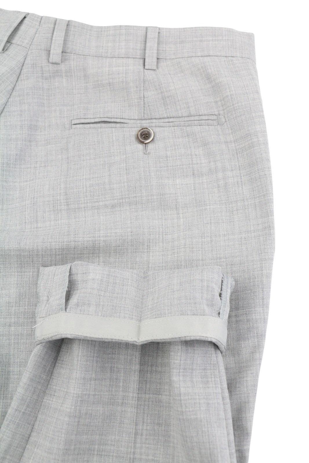 SUITSUPPLY Brescia atlenkiamos vyriškos kelnės su užlenkimu, UK34, melanžas, grynos vilnos, Super 120 