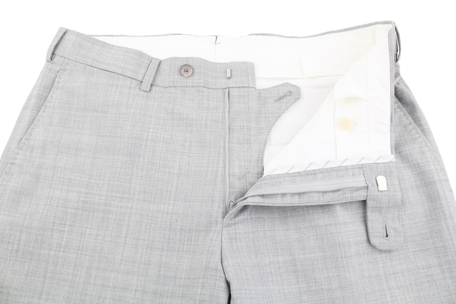 SUITSUPPLY Soho vyriškos kelnės su atlenkiamomis langais, UK32R, pilkos melanžo spalvos, grynos vilnos, Super S120 