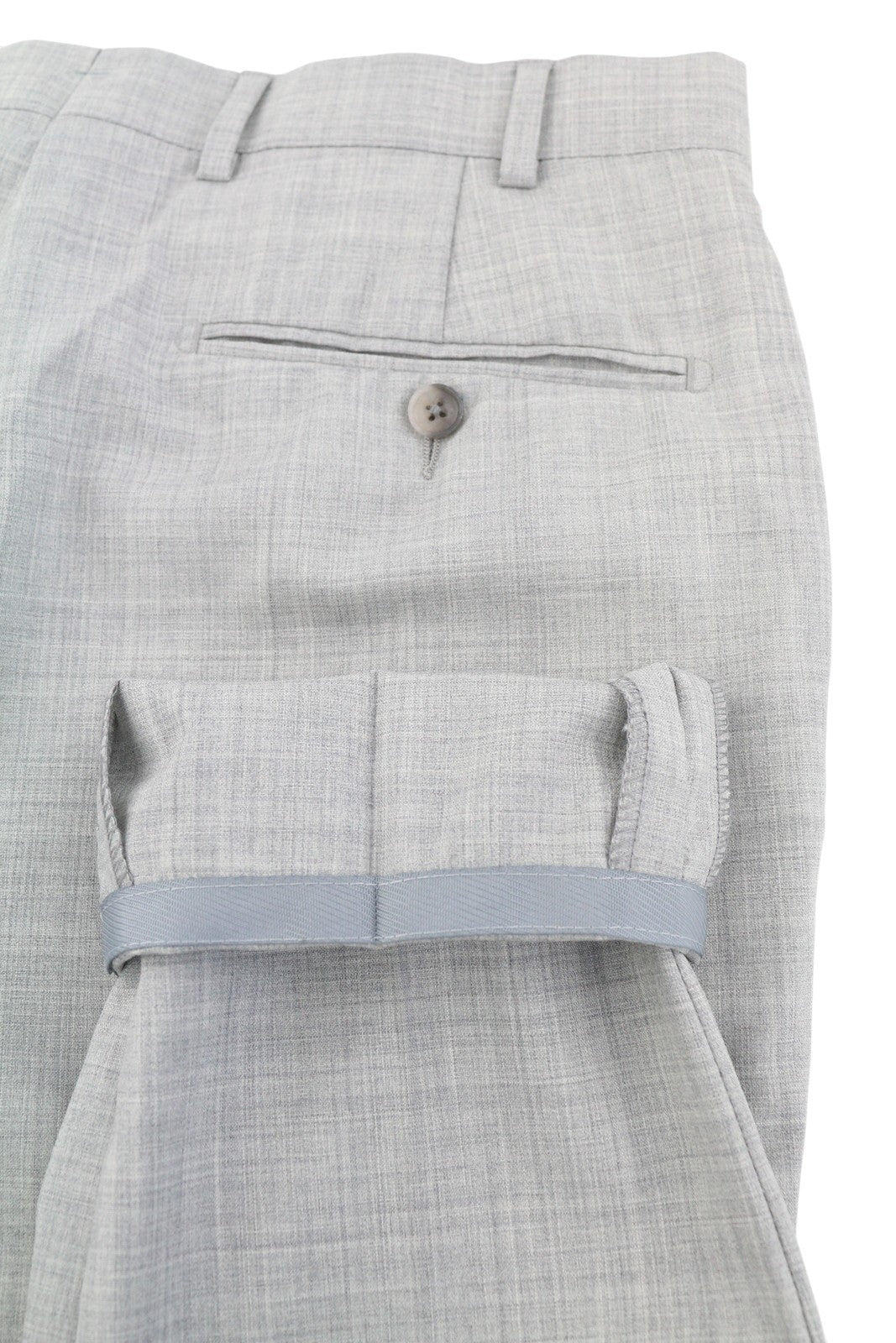 SUITSUPPLY Soho vyriškos kelnės su atlenkiamomis langais, UK32R, pilkos melanžo spalvos, grynos vilnos, Super S120 