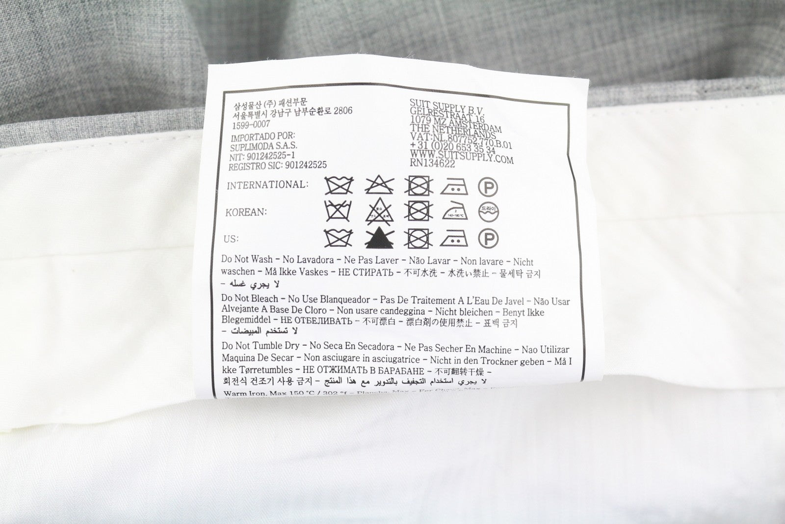 SUITSUPPLY Soho vyriškos kelnės su atlenkiamomis langais, UK32R, pilkos melanžo spalvos, grynos vilnos, Super S120 