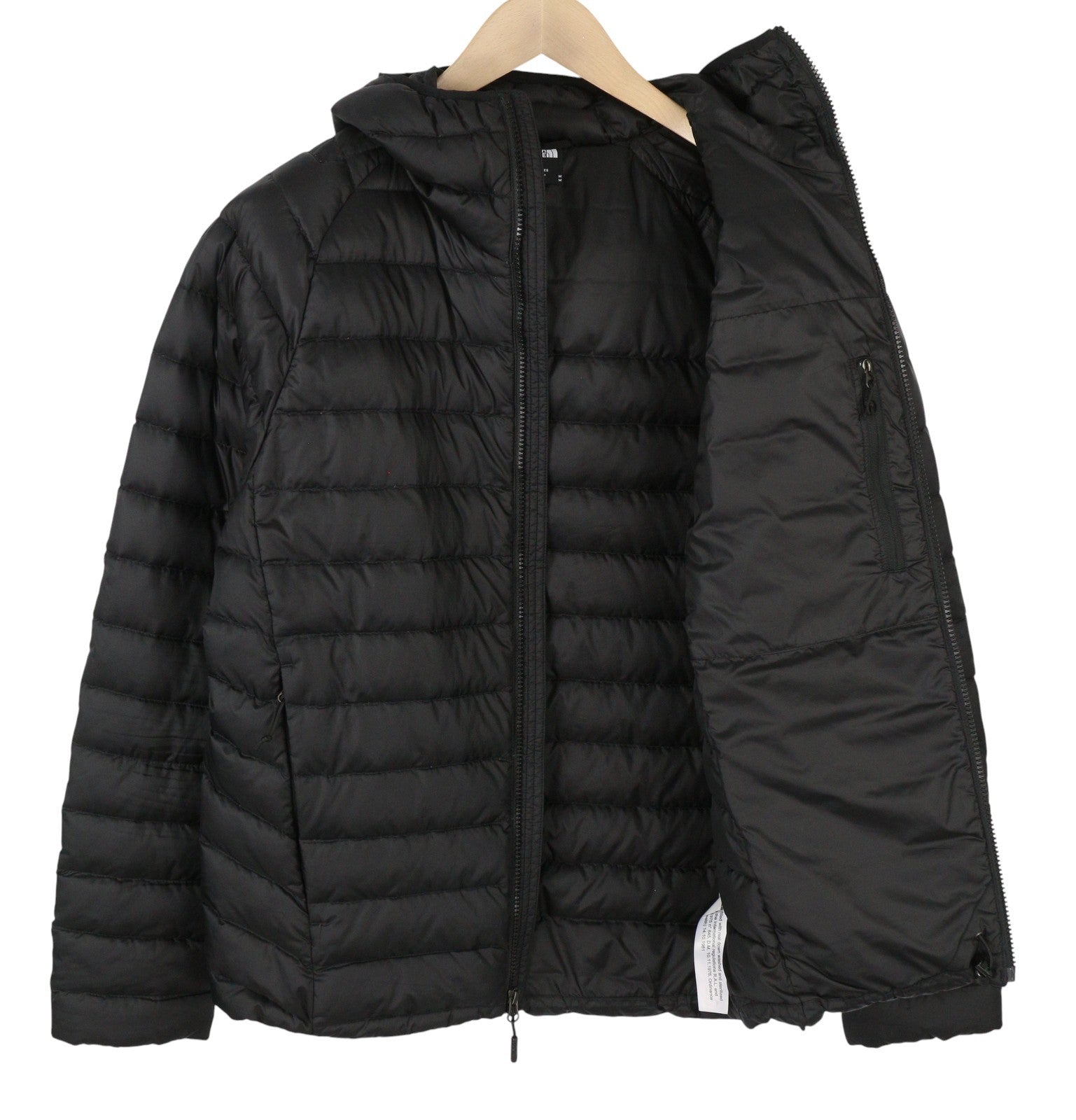 THE NORTH FACE Travail vyriška striukė M, juoda, 800 pūkuota, dygsniuota striukė su gobtuvu 