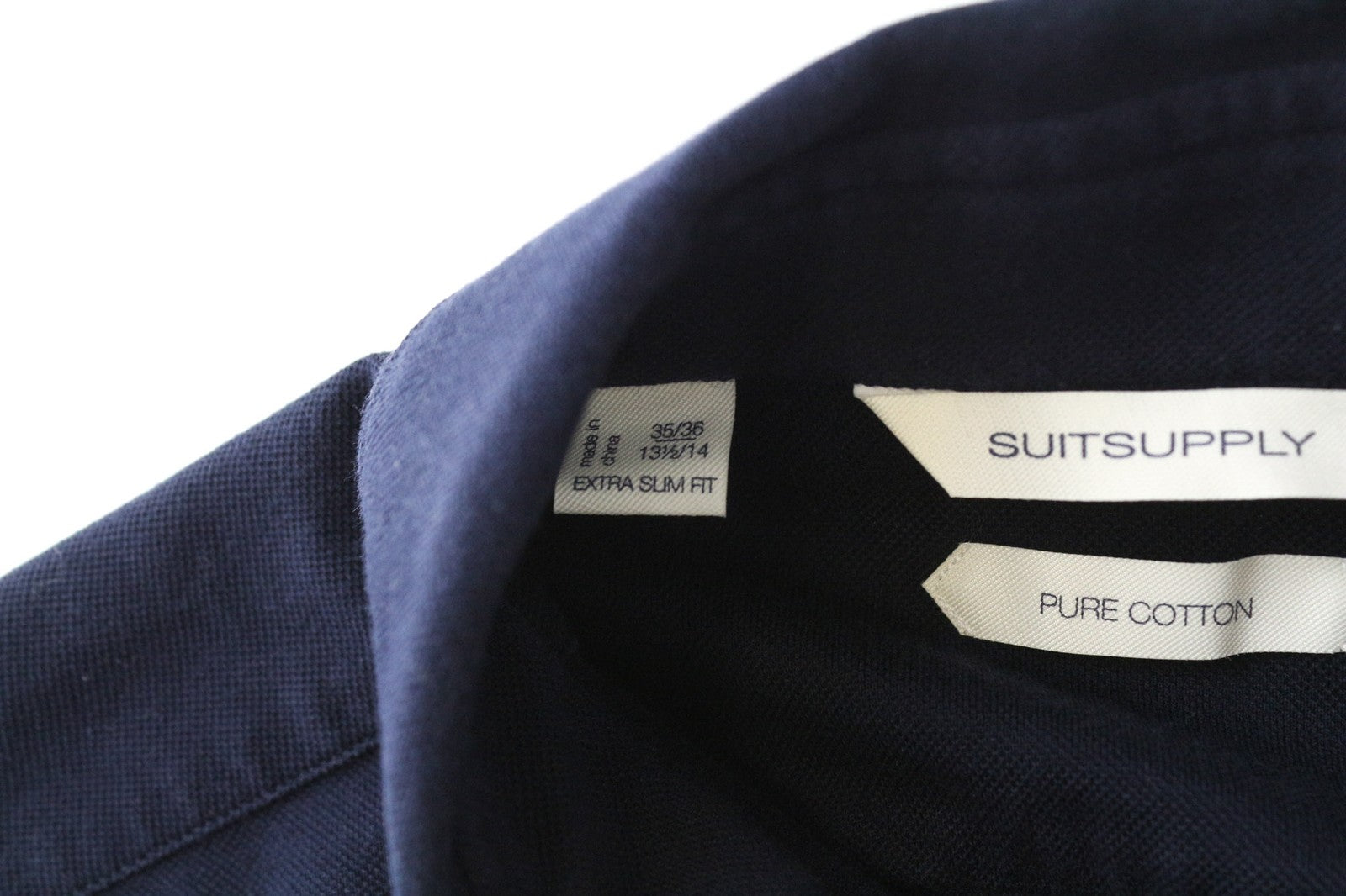 SUITSUPPLY vyriški polo marškinėliai 35/36 tamsiai mėlynos medvilnės itin plono stiliaus 