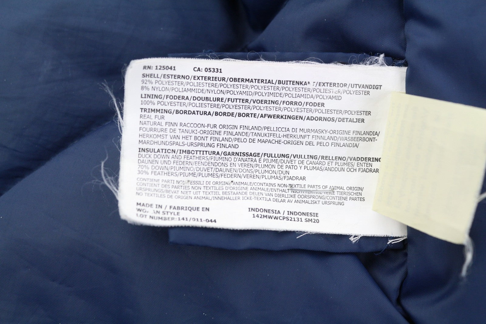 WOOLRICH moteriška striukė XS tamsiai mėlyna su ančių pūkų užpildu ir tikru kailiu, su gobtuvu, pilnu užtrauktuku 