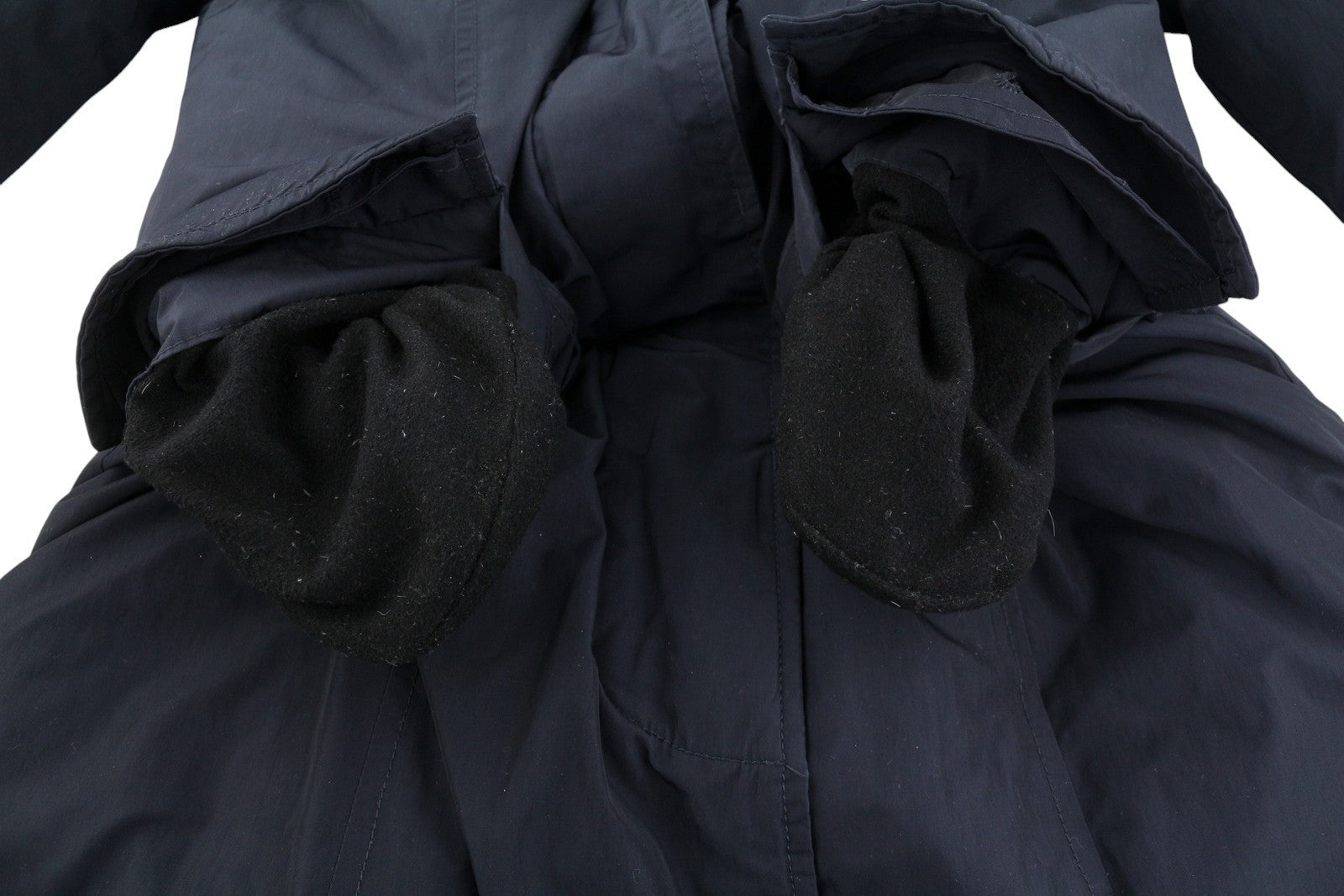 WOOLRICH moteriška striukė XS tamsiai mėlyna su ančių pūkų užpildu ir tikru kailiu, su gobtuvu, pilnu užtrauktuku 