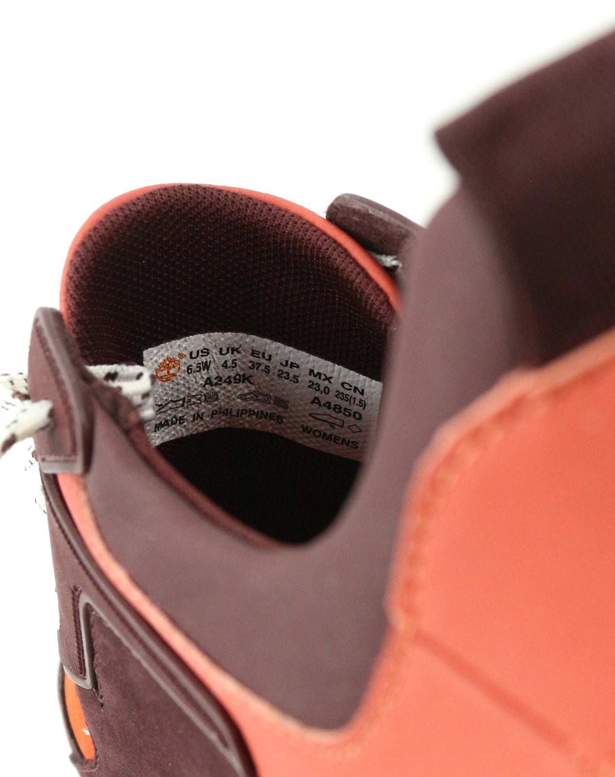 TIMBERLAND A249K moteriški sportbačiai, UK4.5, bordo spalvos, odiniai, žemapadžiai su raišteliais. 