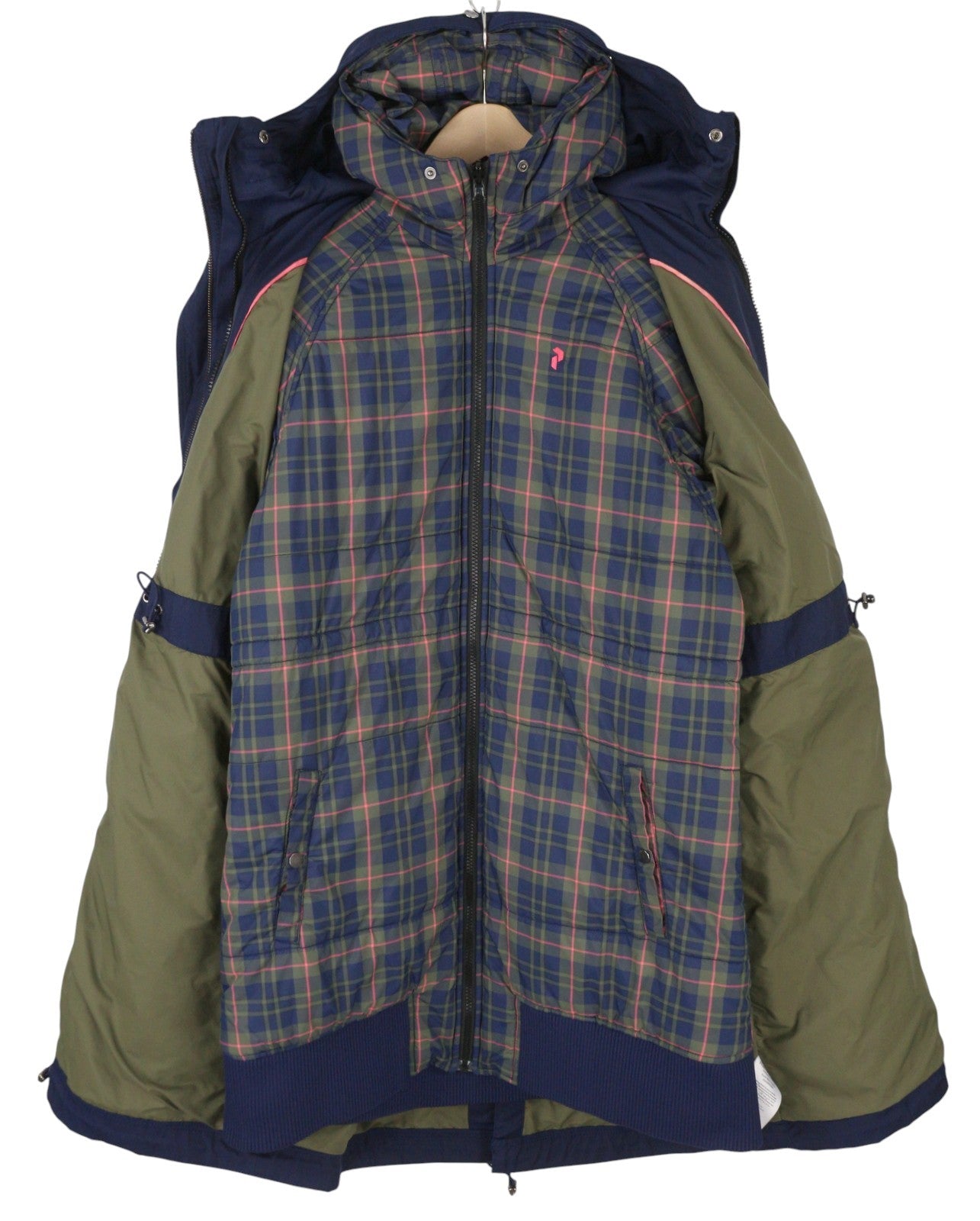 PEAK PERFORMANCE Bea Parka moteriška striukė, mėlyna, su paminkštintu gobtuvu, užtrauktuku ir XL dydžio, 2in1 