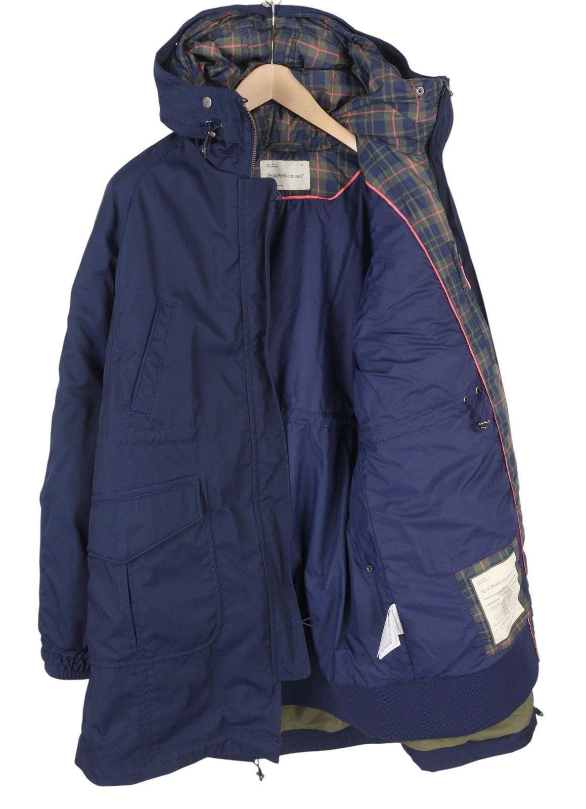 PEAK PERFORMANCE Bea Parka moteriška striukė, mėlyna, su paminkštintu gobtuvu, užtrauktuku ir XL dydžio, 2in1 