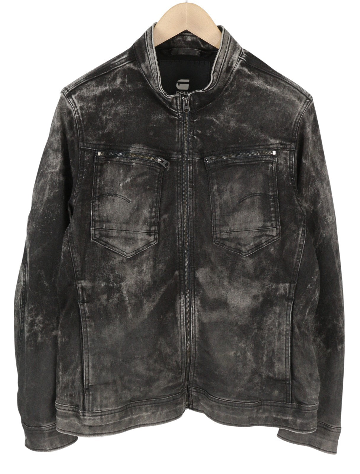 G-STAR Arc Zip Deconstructed 3D Slim vyriška striukė, XL dydžio, juoda, su išblukusiu užtrauktuku, lengva 