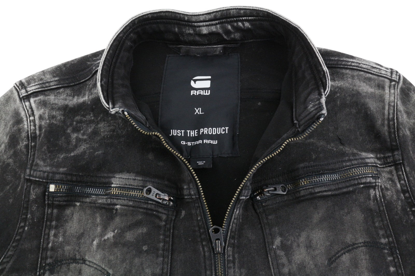 G-STAR Arc Zip Deconstructed 3D Slim vyriška striukė, XL dydžio, juoda, su išblukusiu užtrauktuku, lengva 