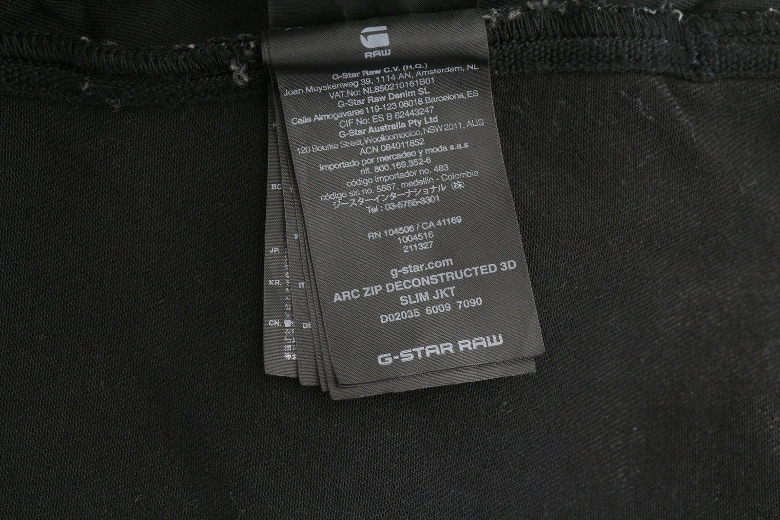 G-STAR Arc Zip Deconstructed 3D Slim vyriška striukė, XL dydžio, juoda, su išblukusiu užtrauktuku, lengva 