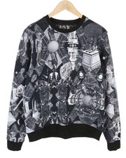 FRANKIE MORELLO vyriškas džemperis L dydžio, juodas, raštuotas logotipas, apvali kaklo iškirpte, laisvalaikio megztinis 