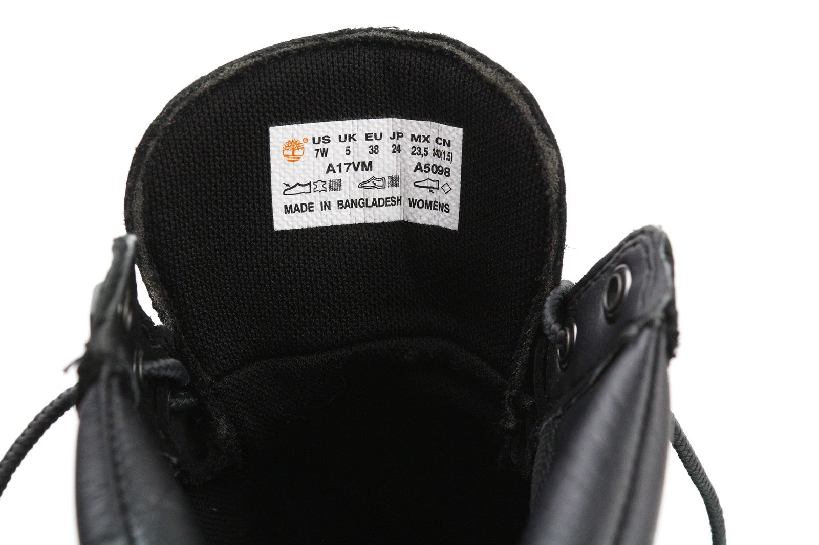 TIMBERLAND A17VM moteriški batai UK5 juodi odiniai laisvalaikio apvalios nosies logotipas 