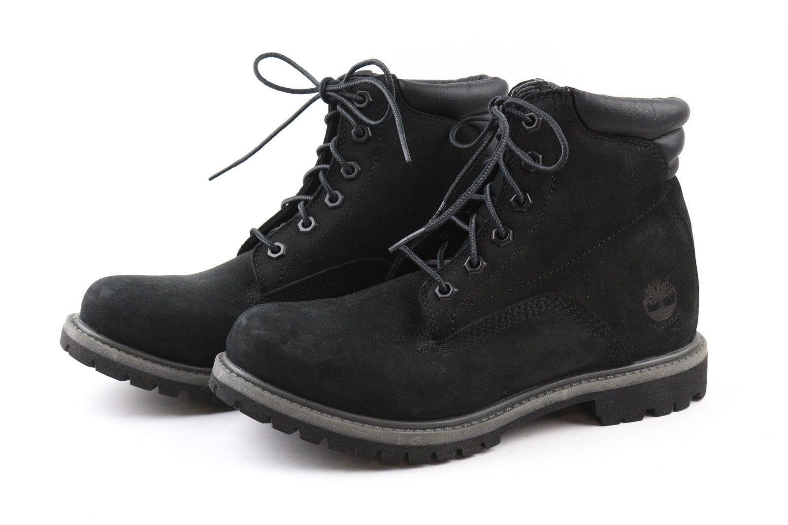 TIMBERLAND A17VM moteriški batai UK5 juodi odiniai laisvalaikio apvalios nosies logotipas 