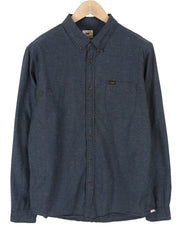 LEE vyriški marškinėliai su sagomis užsegamomis detalėmis, L dydžio, tamsiai mėlyni, raštuoti, su uždėtinėmis kišenėmis priekyje, laisvalaikio stiliaus. 