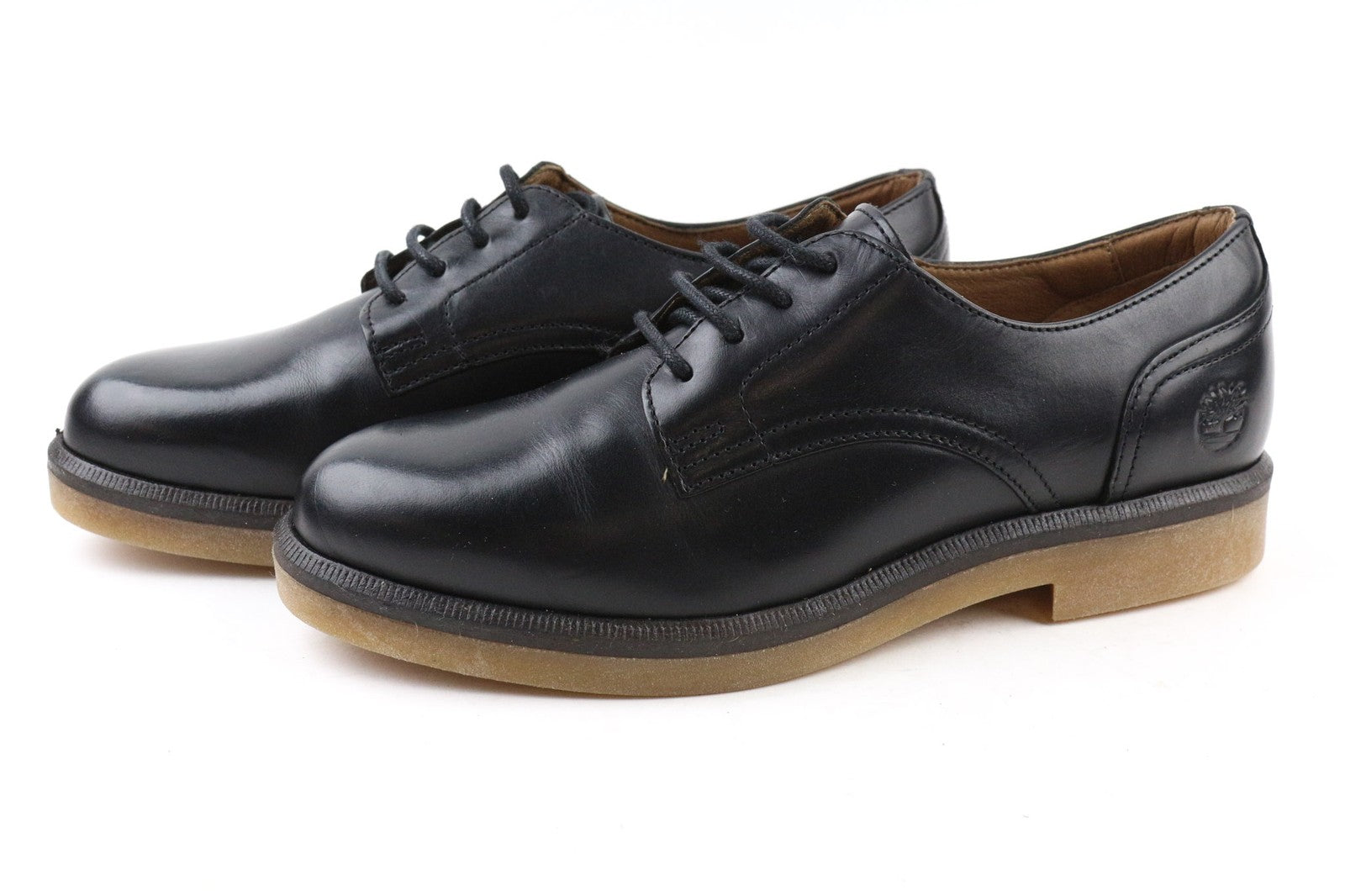 TIMBERLAND A2G1D moteriški batai UK4 juodi blizgantys odiniai su raišteliais apvaliu nosimi 