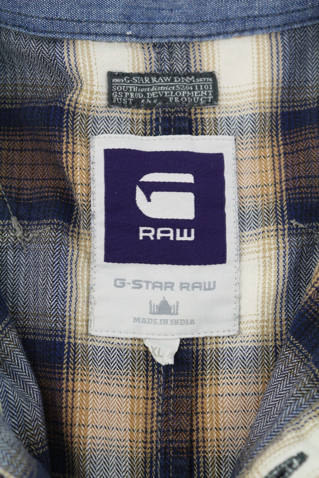 G-STAR Co Cowboy L/S vyriški marškinėliai, XL dydžio, laisvalaikio, languoti, sagomis užsegami, išskleidžiama apykaklė. 