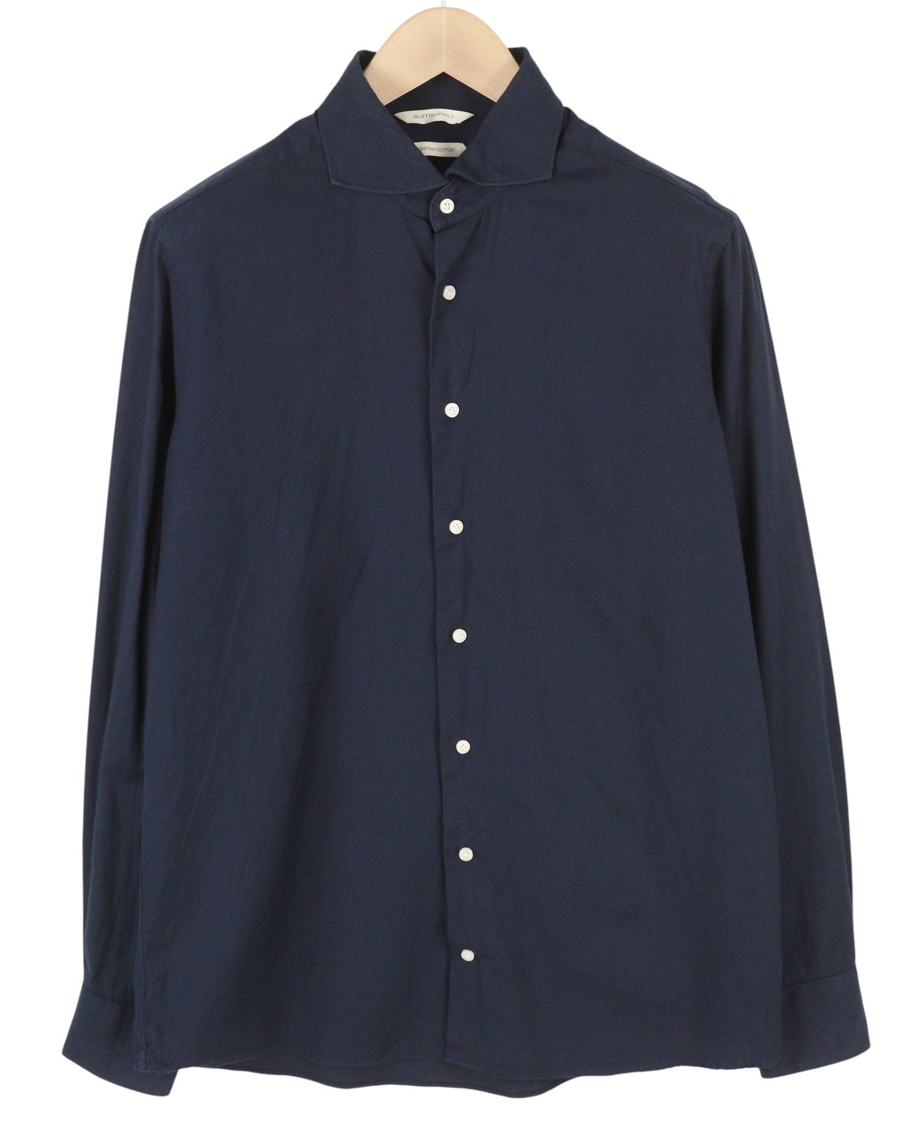 SUITSUPPLY Egipto medvilnės vyriški oficialūs marškinėliai 41/42 16/16 1/2 Dark Bue Slim Fit 