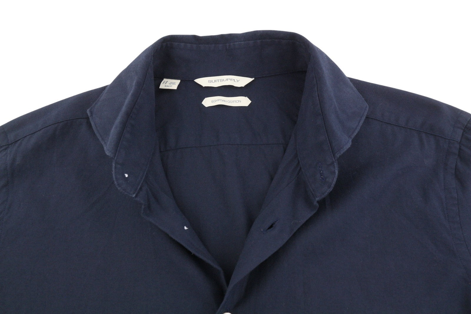 SUITSUPPLY Egipto medvilnės vyriški oficialūs marškinėliai 41/42 16/16 1/2 Dark Bue Slim Fit 