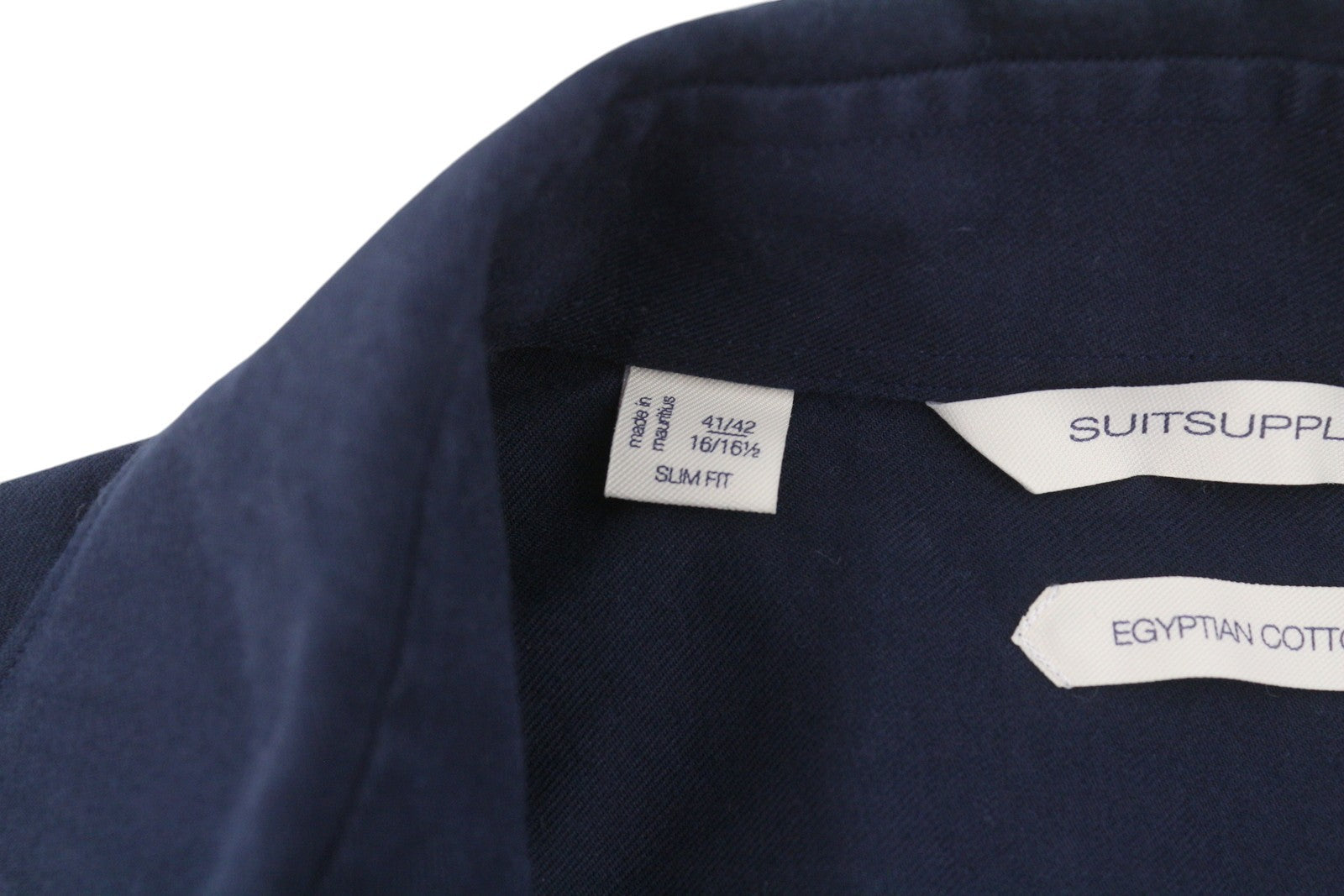 SUITSUPPLY Egipto medvilnės vyriški oficialūs marškinėliai 41/42 16/16 1/2 Dark Bue Slim Fit 