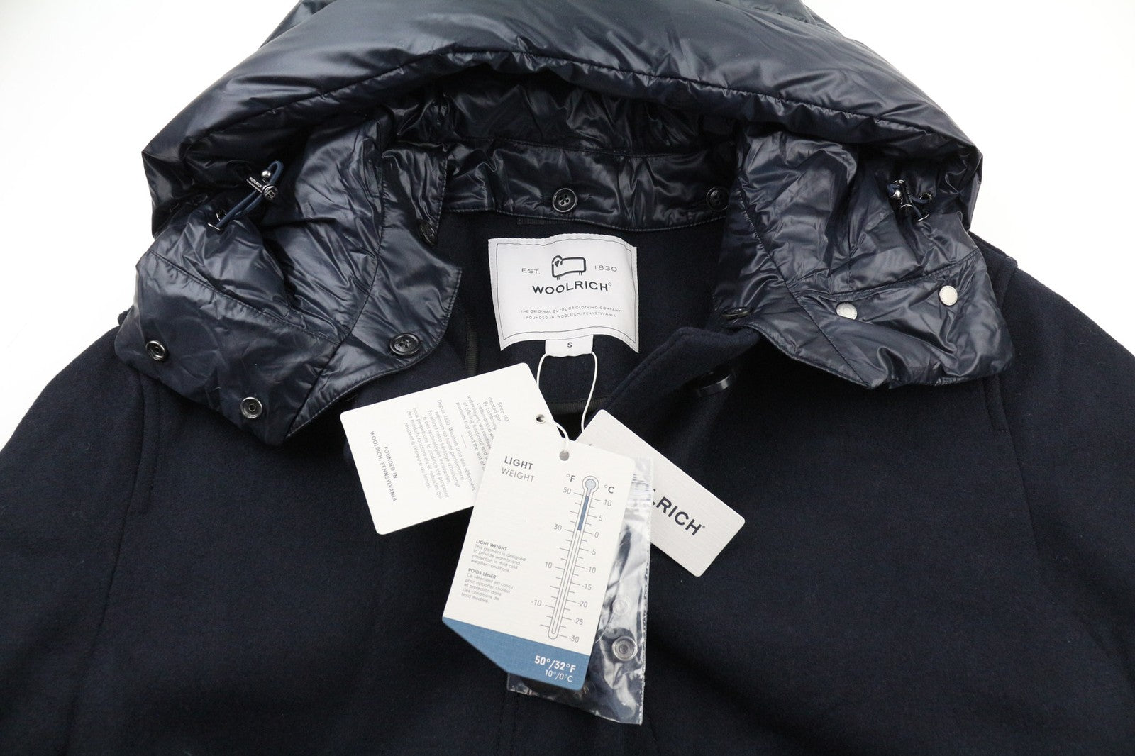 WOOLRICH moteriška dvigubos vilnos 2in1 parka striukė su gobtuvu ir vidutinio ilgio pūkine striuke S 