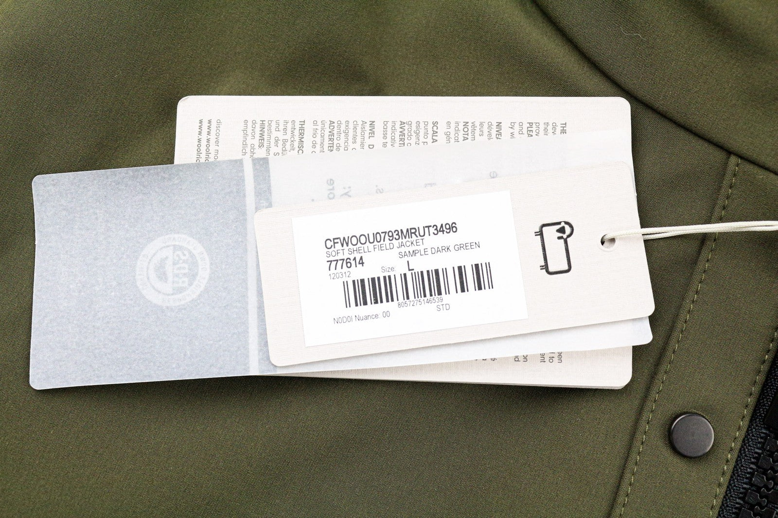 WOOLRICH Soft Shell Field vyriška striukė L dydžio, su pamušalu ir aukštu paslėptu gobtuvu 