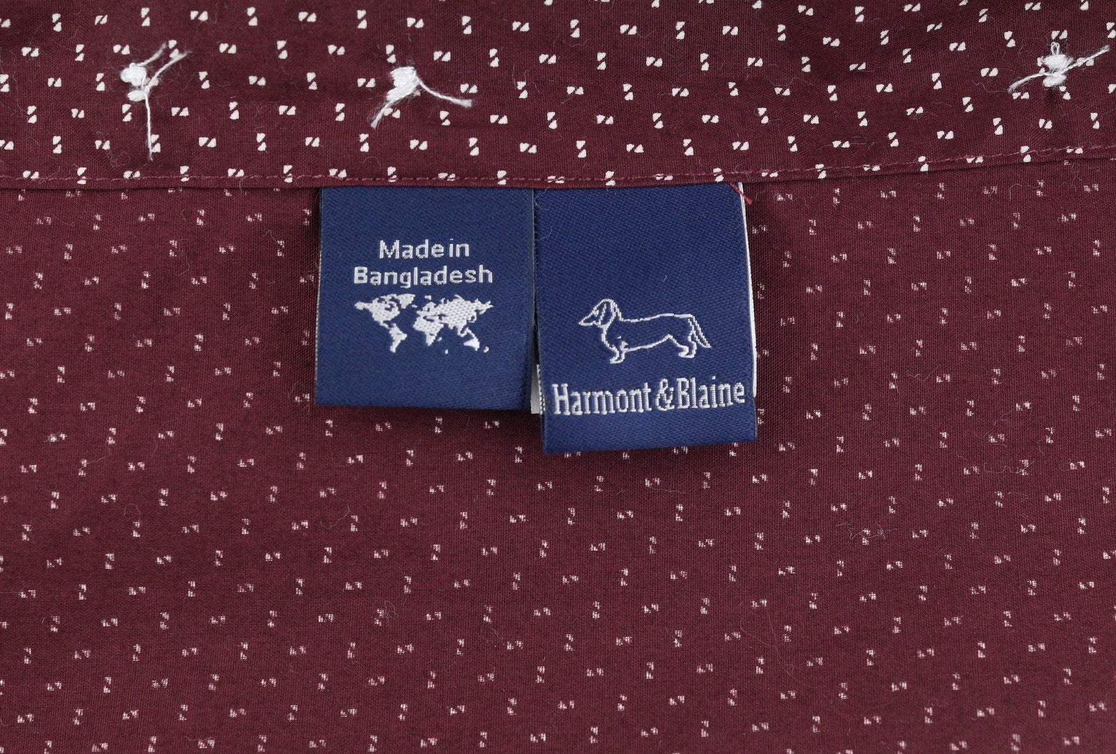 HARMONT &amp; BLAINE vyriški marškiniai, XL dydžio bordo spalvos, siauro kirpimo, iškirpte ir sagomis raštuoti 