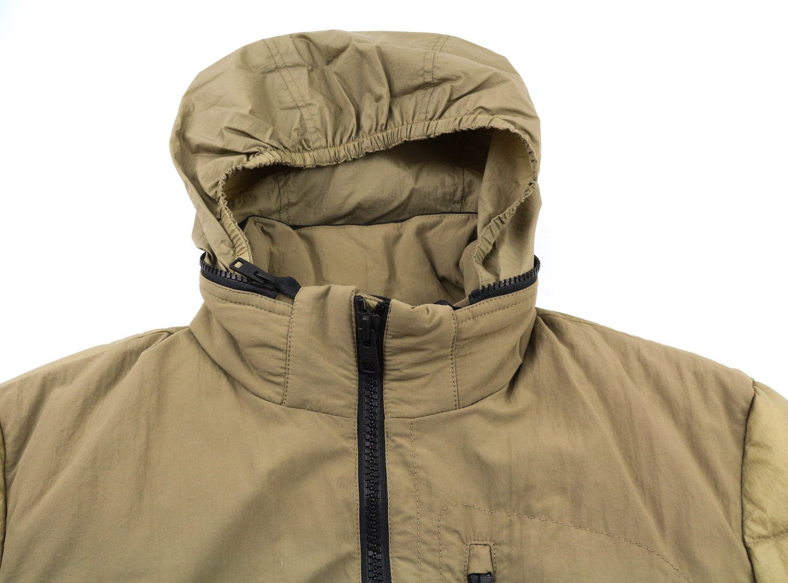 WOOLRICH Chevron Crinkle Down vyriška striukė su ilgomis užtrauktukais, pamušalu ir gobtuvu 