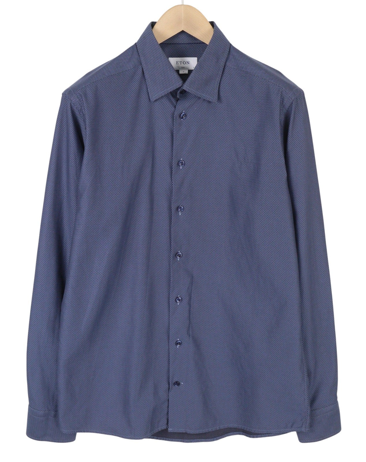 ETON Signature Twill vyriški formalūs marškinėliai XL dydžio mėlyni raštuoti ploni sagomis užsegami marškinėliai 