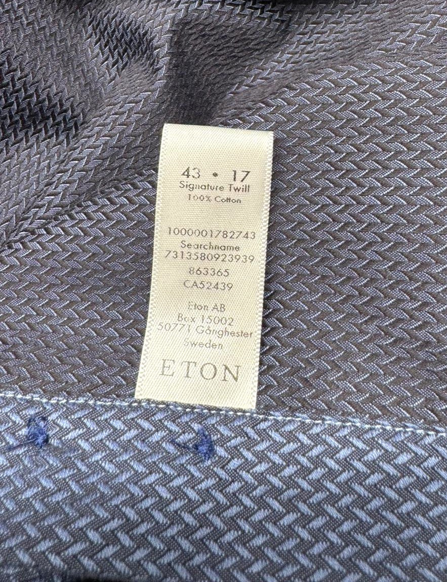 ETON Signature Twill vyriški formalūs marškinėliai XL dydžio mėlyni raštuoti ploni sagomis užsegami marškinėliai 