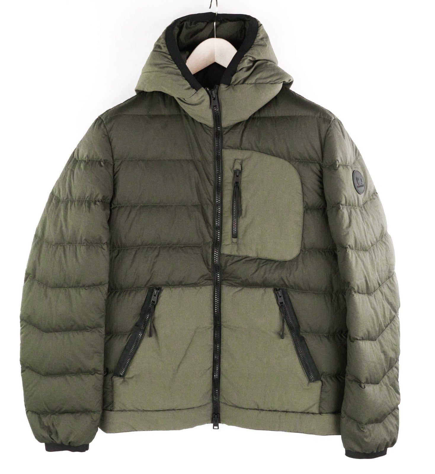 WOOLRICH omarų gobtuvo hibridinė vyriška striukė su pamušalu ir gobtuvu, L dydžio 