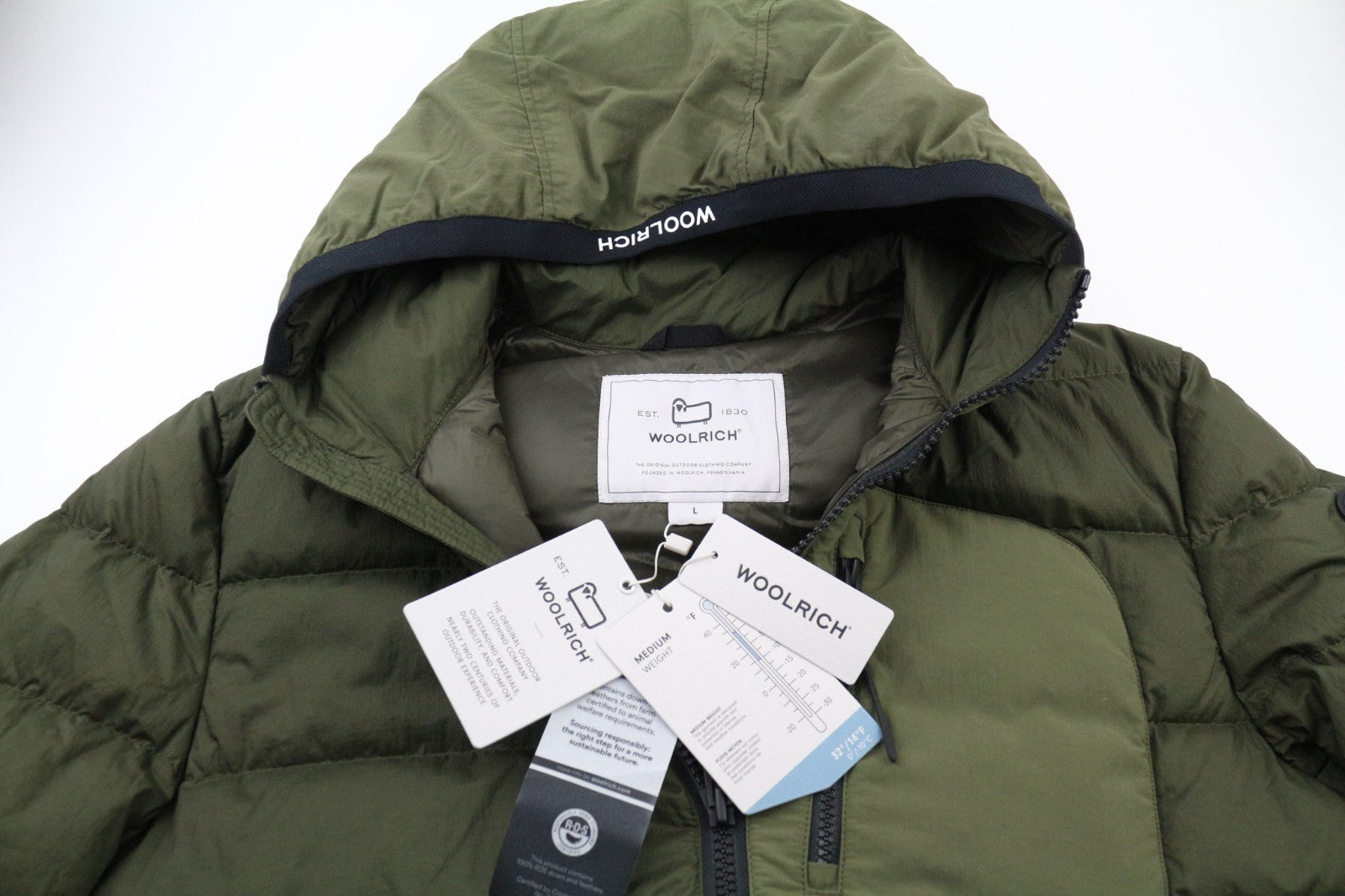 WOOLRICH omarų gobtuvo hibridinė vyriška striukė su pamušalu ir gobtuvu, L dydžio 