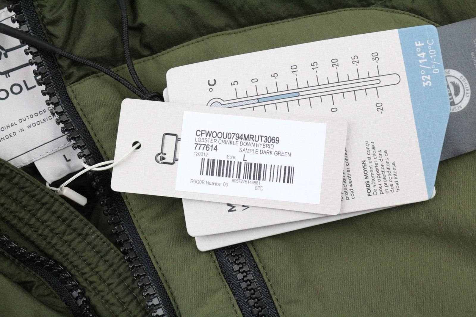 WOOLRICH omarų gobtuvo hibridinė vyriška striukė su pamušalu ir gobtuvu, L dydžio 