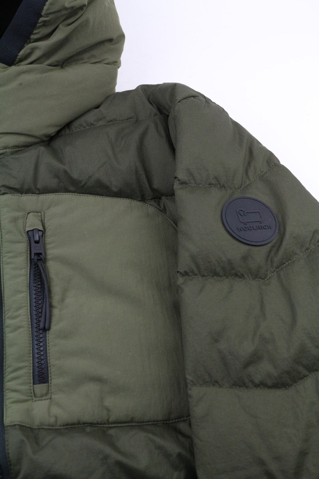 WOOLRICH omarų gobtuvo hibridinė vyriška striukė su pamušalu ir gobtuvu, L dydžio 