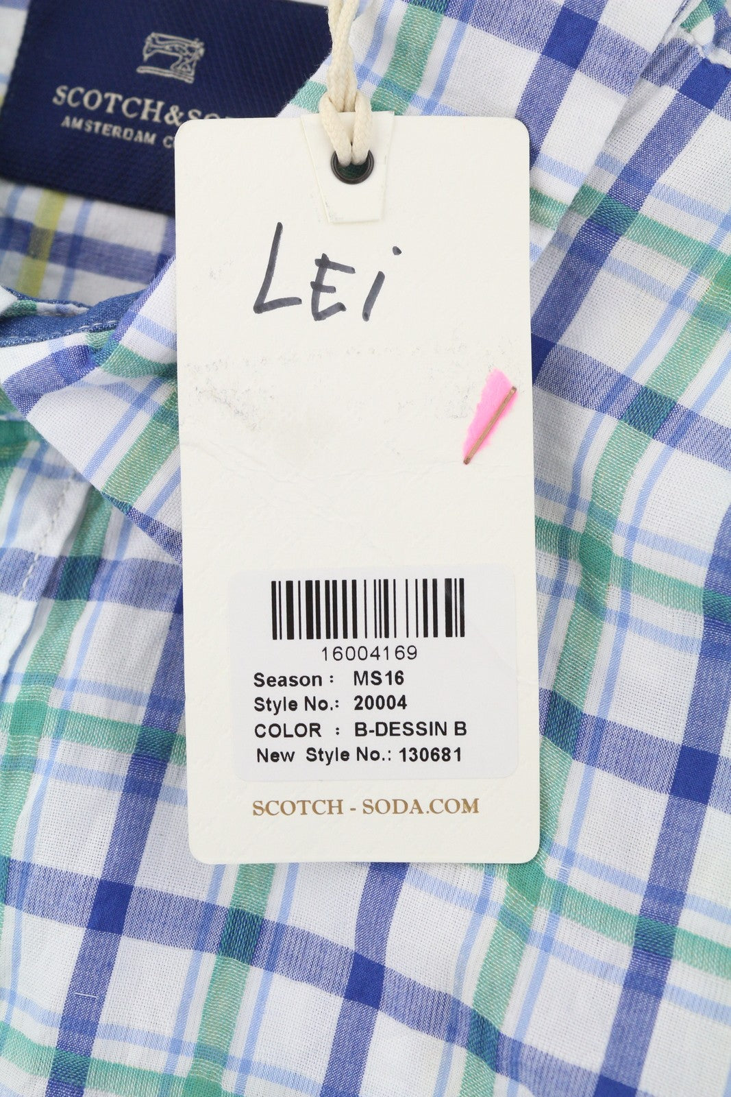 SCOTCH &amp; SODA vyriški marškinėliai ~M laisvalaikio languoti raštai su sagomis užsegama platėjančia apykakle 