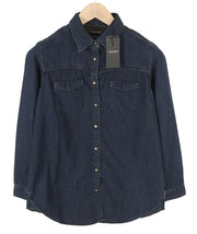 SCOTCH &amp; SODA moteriški marškinėliai S, džinsinio audinio, tamsiai mėlyni, su spaudėmis, kišenės užlopytos, laisvalaikio stiliaus. 