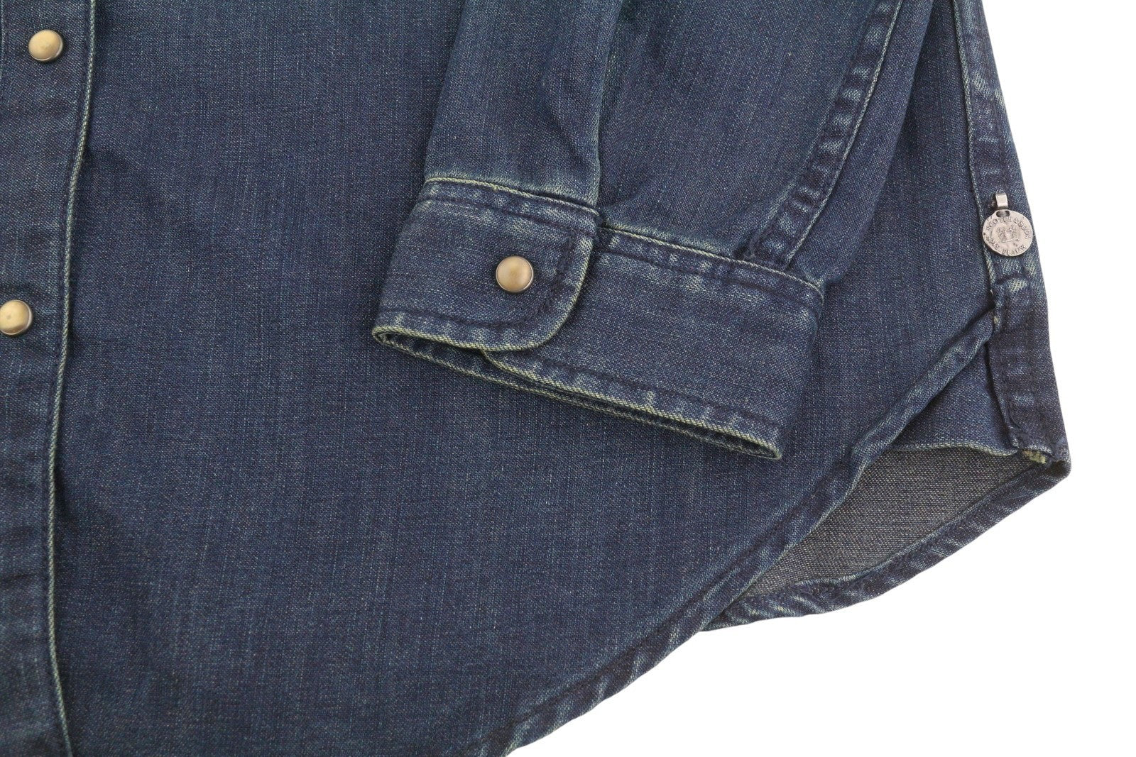 SCOTCH &amp; SODA moteriški marškinėliai S, džinsinio audinio, tamsiai mėlyni, su spaudėmis, kišenės užlopytos, laisvalaikio stiliaus. 