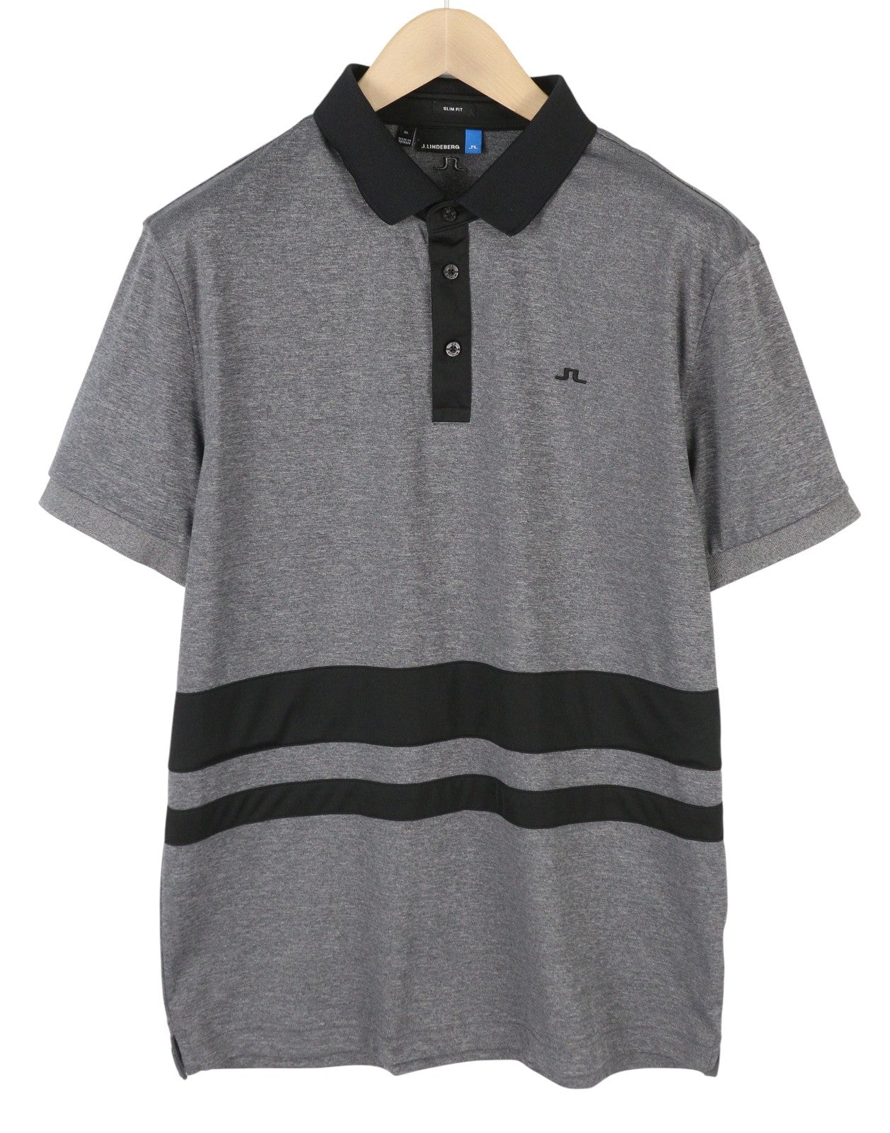 J. LINDEBERG Lucas Slim Fit-Tx Jersey vyriški Polos XL pilki marškinėliai trumpomis rankovėmis 