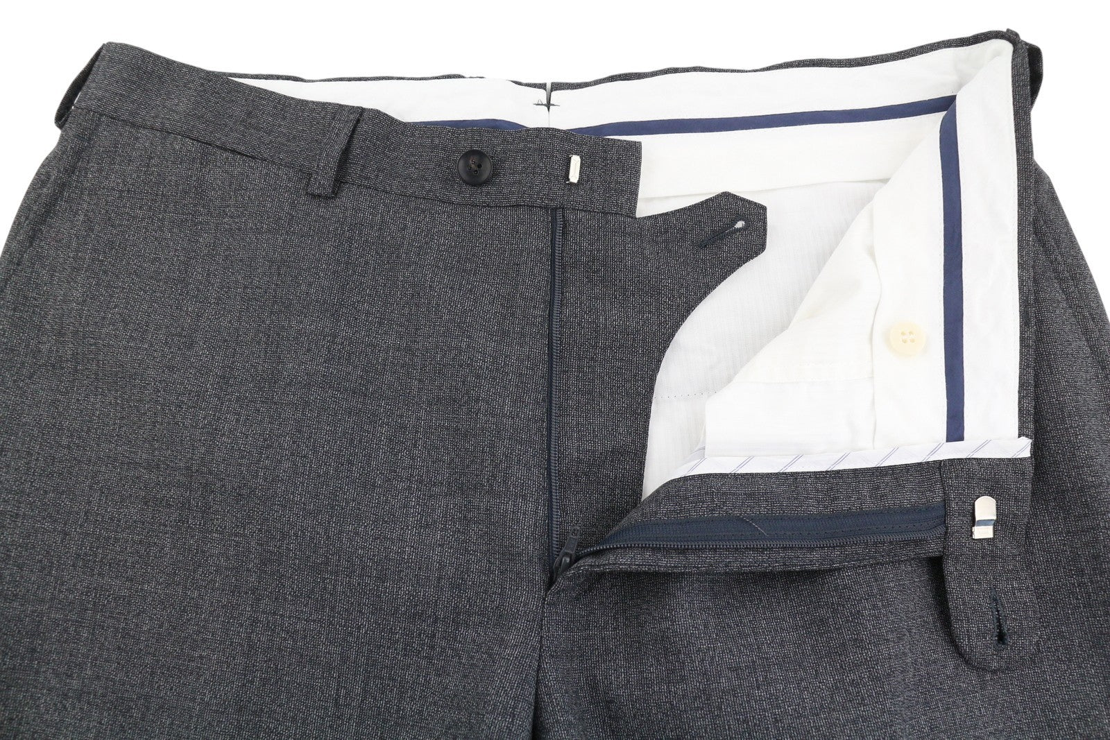 SUITSUPPLY Brescia atlenkiamos, plonos vyriškos kelnės, UK42L, pilkos, grynos vilnos, siaurėjančios 